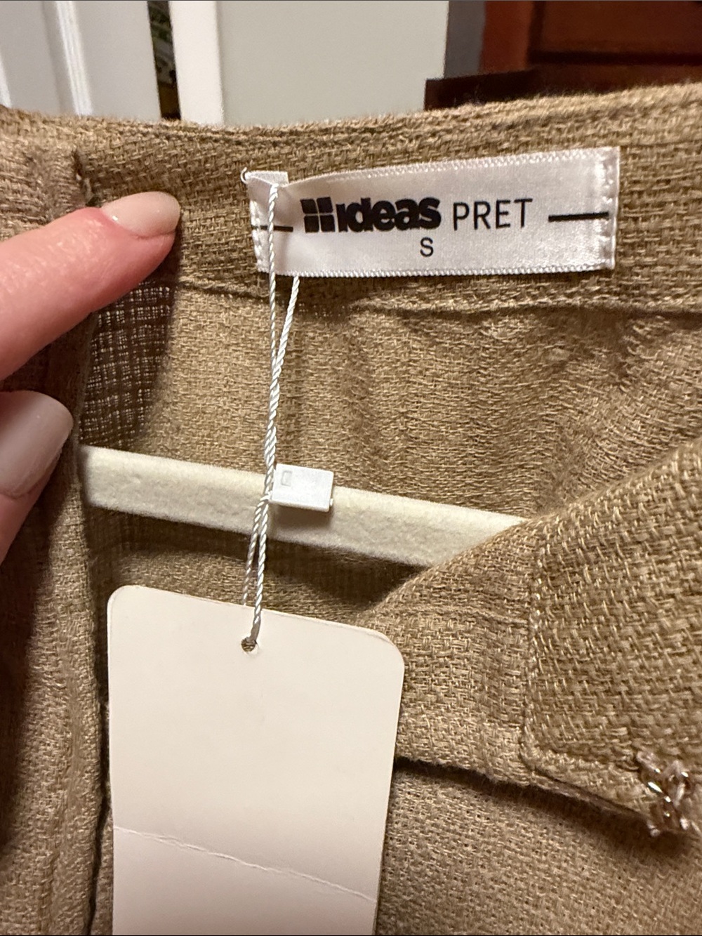 NWT ~ ideas Pret ~Linen Boho Embroidered Relaxed Top Dolman Jute Sleeve - Picture 7 of 8